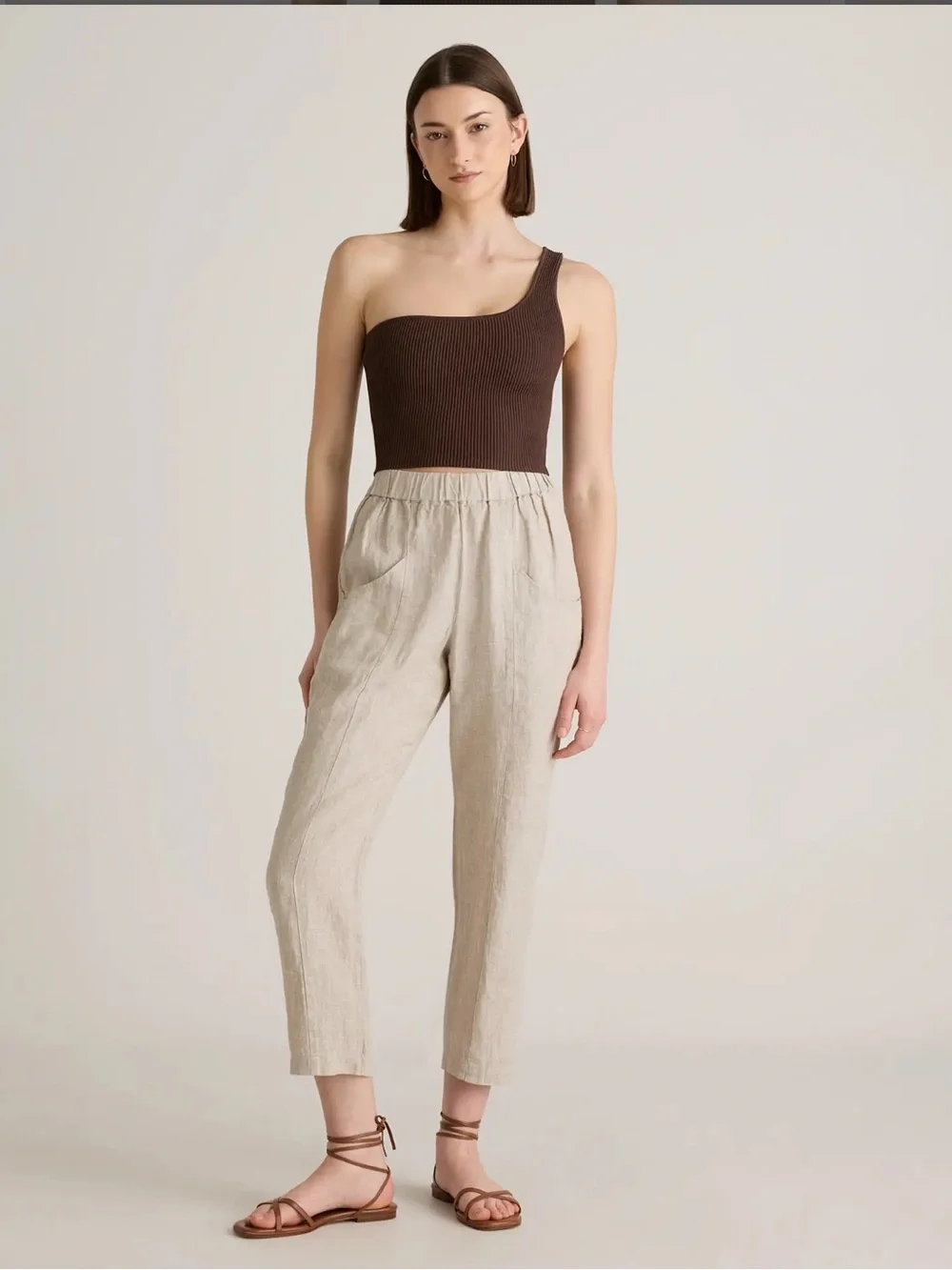 Quince 100% European Linen Tapered Ankle Pants in Flax XS